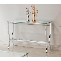 Coaster Furniture 720339 Rectangular Sofa Table with Mirrored Shelf Chrome